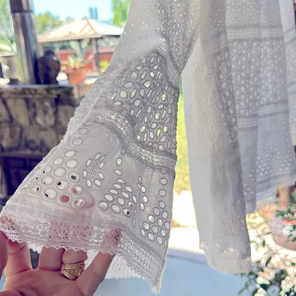 Lauren Ralph Lauren White Cotton Sleeve Peasant Blouse Size Large EUC like new - Picture 8 of 12